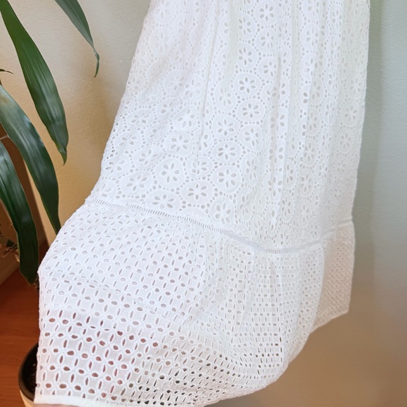 1901 Cotton White Eyelet Cottagecore Button Up Sleeveless Bohemian Midi Dress 12 - Picture 3 of 13